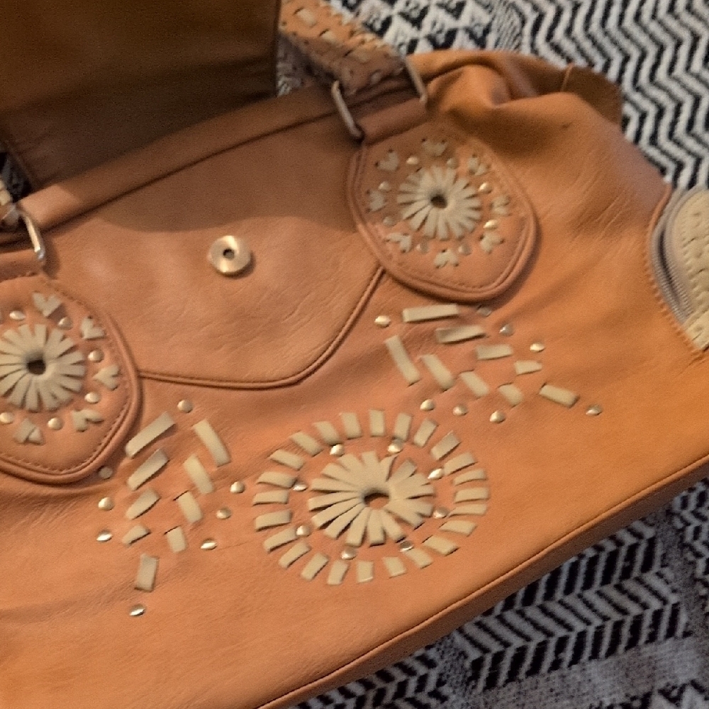 Nicole Lee Tan Shoulder Bag with Artisanal Craftsmanship - Picture 3 of 14